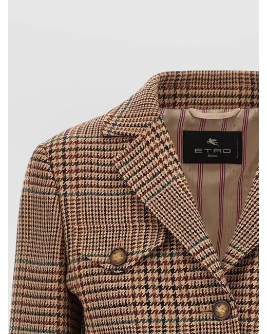 Etro Brown Prince Wales Cropped Plaid Blazer Jacket