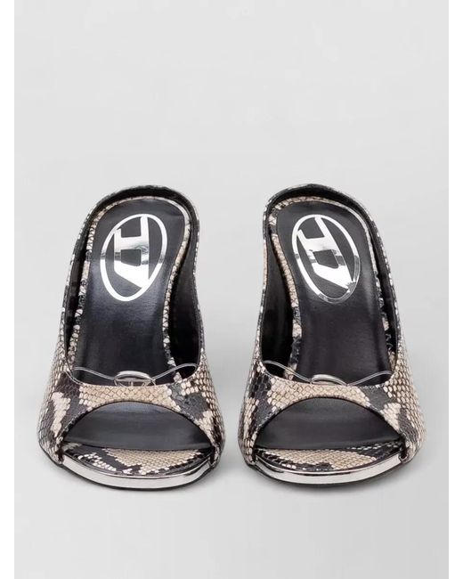 DIESEL Black Leather Mules