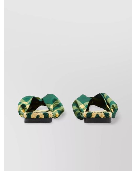 Burberry Green Check Thong Sandals