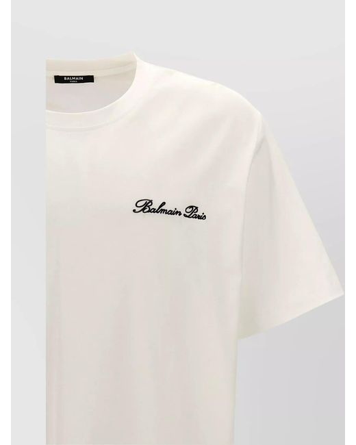 Balmain White Signature Crew Neck T-Shirt for men