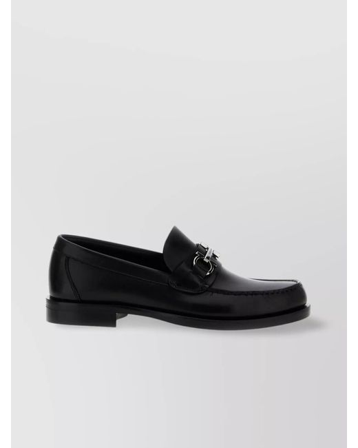 Ferragamo Black 'Buckle Detail Round Toe Loafers' for men