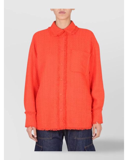 MSGM Fringed Collared Shirt