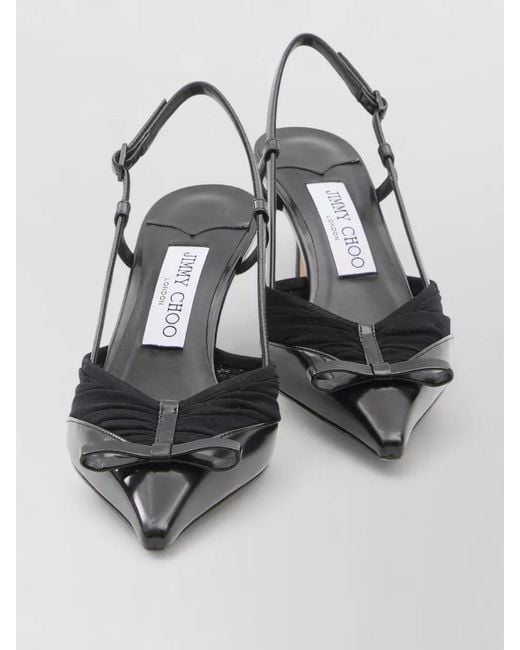 Jimmy Choo Gray Leather Mesh Slingback Pumps