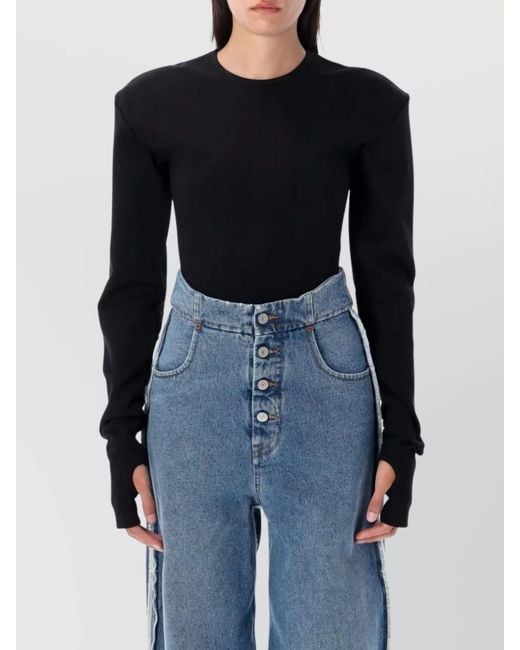 MM6 by Maison Margiela Blue Long-Sleeve Bodysuit