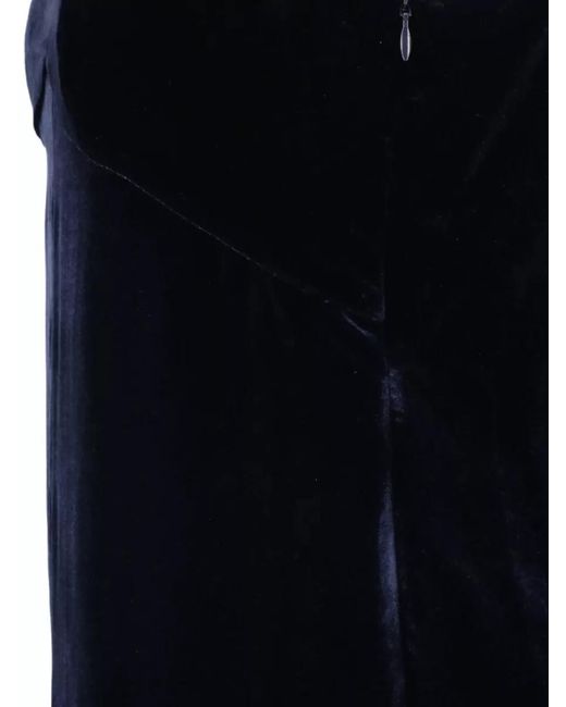 Aspesi Black Velvet Knee Length Dress V Neck Straps