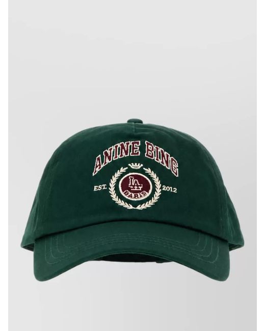Anine Bing Green Cotton Baseball Cap