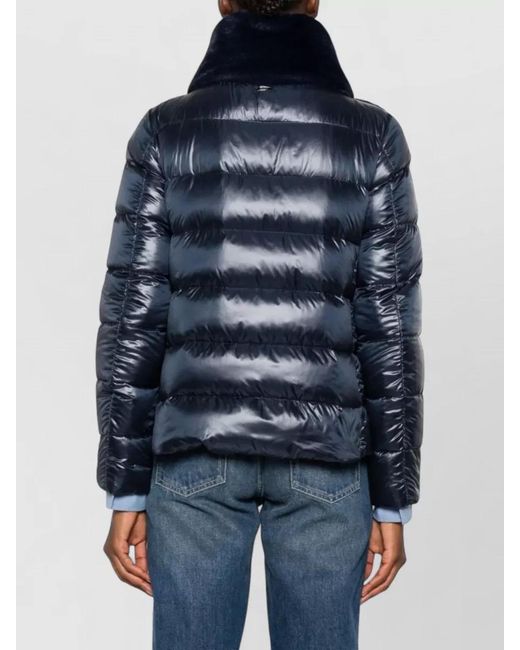 Herno Blue Faux Fur Panel Puffer Jacket