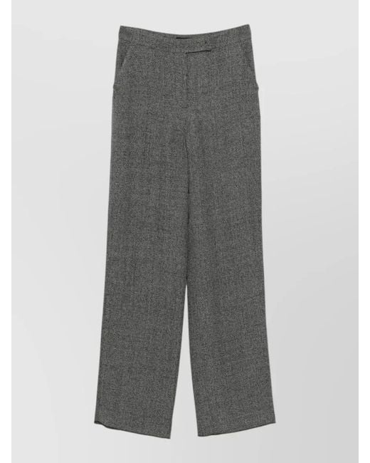 Emporio Armani Gray Straight Leg Tailored High Waist Trousers