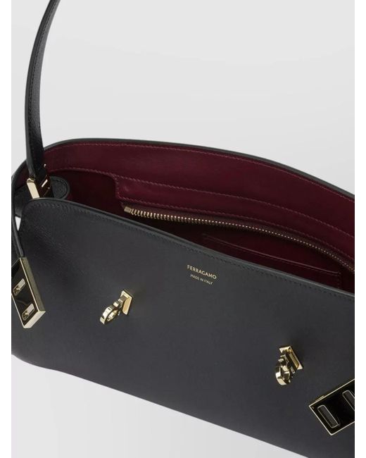 Ferragamo Black "Hug East-West" Medium Shoulder Bag
