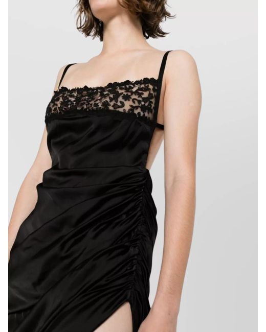 Jacquemus Black Asymmetric Draped Satin Mini Dress