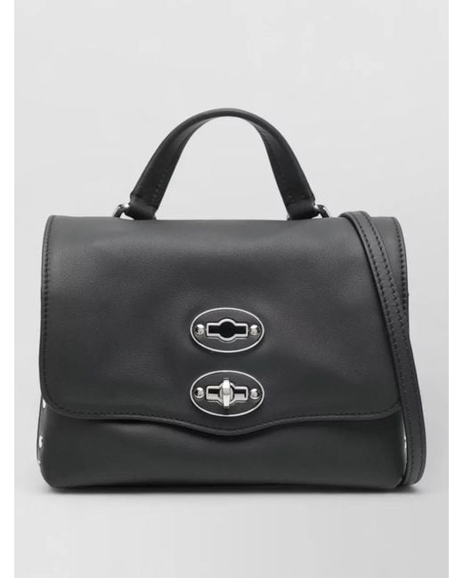 Zanellato Black Postina Saeta Baby Leather Crossbody Bag
