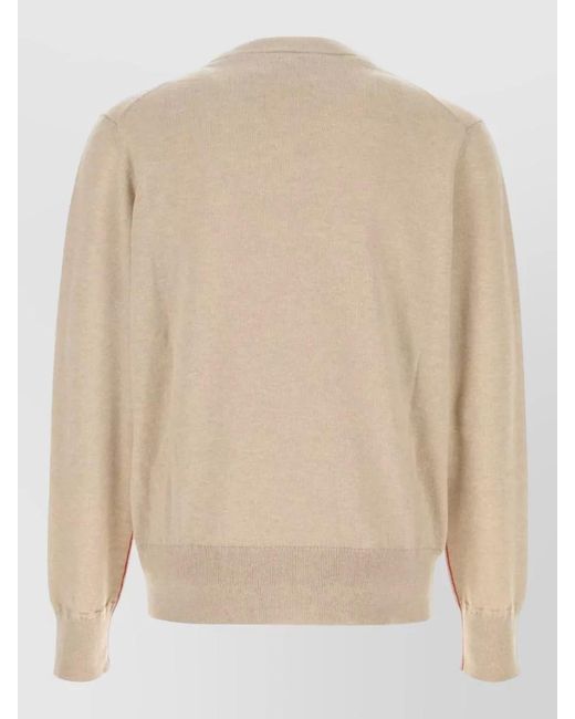 Loewe Natural Wool Blend Cardigan Front Pockets Ribbed Cuffs Hem for men