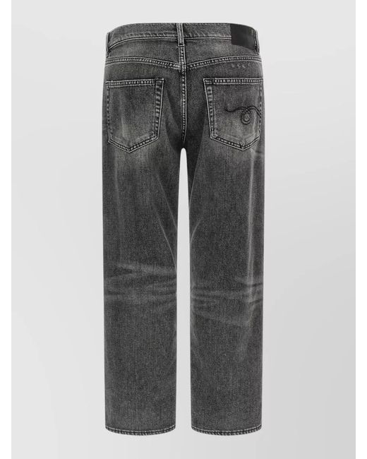 R13 Gray Boyfriend Fit Jeans Belt Loops Five Pockets