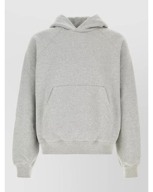 Prada Gray Cotton Hoodie Relaxed Fit Kangaroo Pocket for men