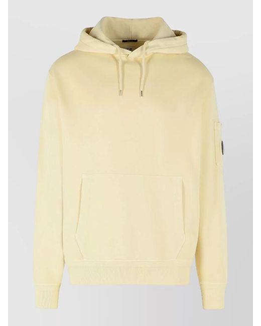 C P Company Yellow Hooded Sweater Arm Patch Front Pocket for men