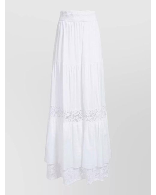 Guess White High Waist Maxi Skirt Lace Tiers