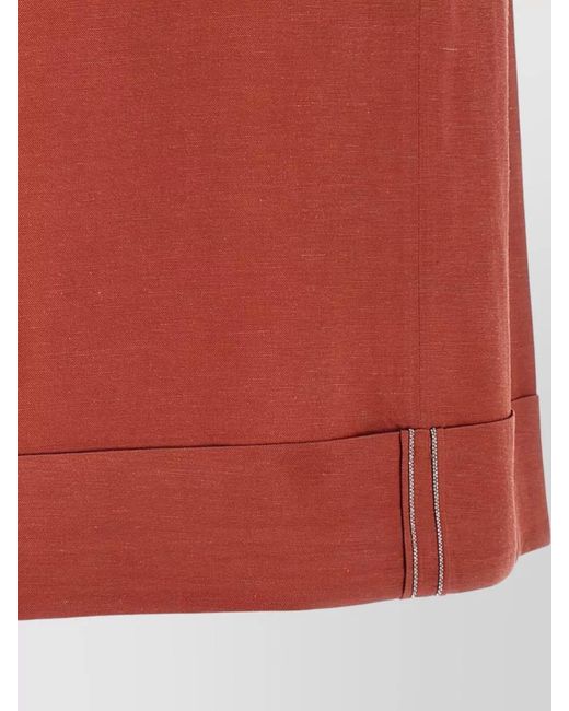 Peserico Red Viscose Linen Knee-Length Shorts