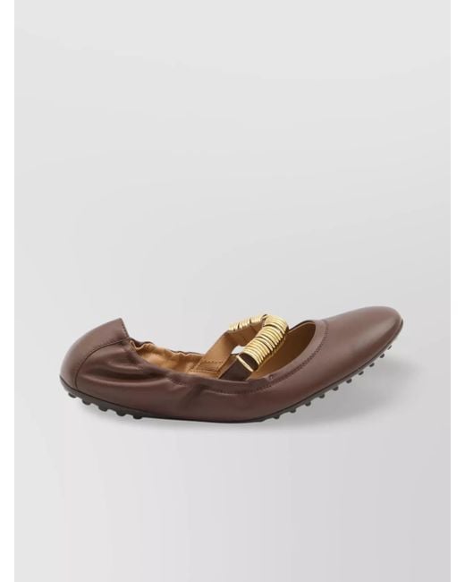 Tod's Brown Leather Ballet Flats