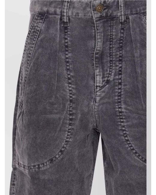 Isabel Marant Gray Ribbed Velvet Tapered Trousers
