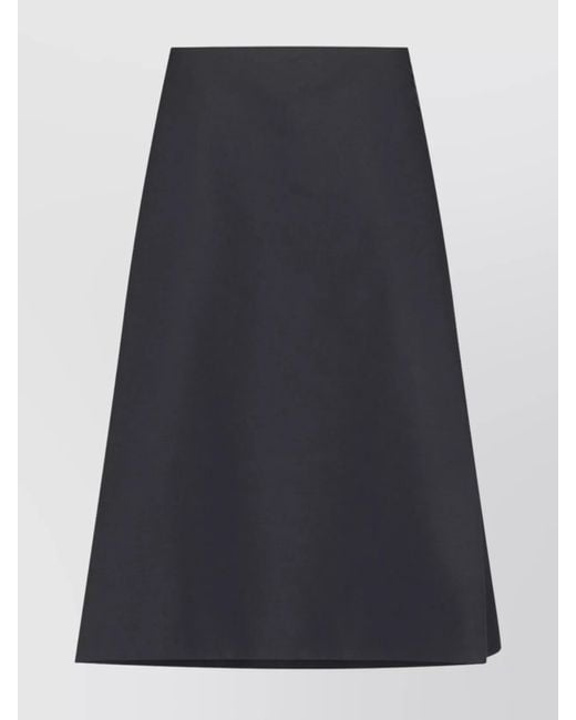 Marni Blue Virgin Wool Crepe High-Rise A-Line Midi Skirt