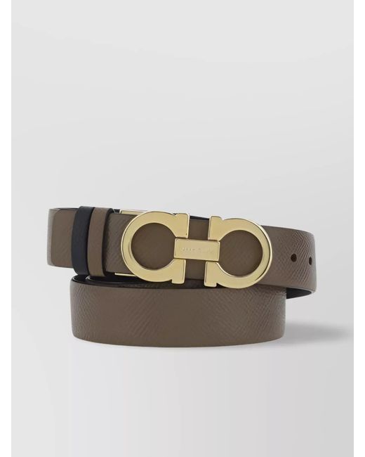 Ferragamo White Reversible Calfskin Double-Face Belt