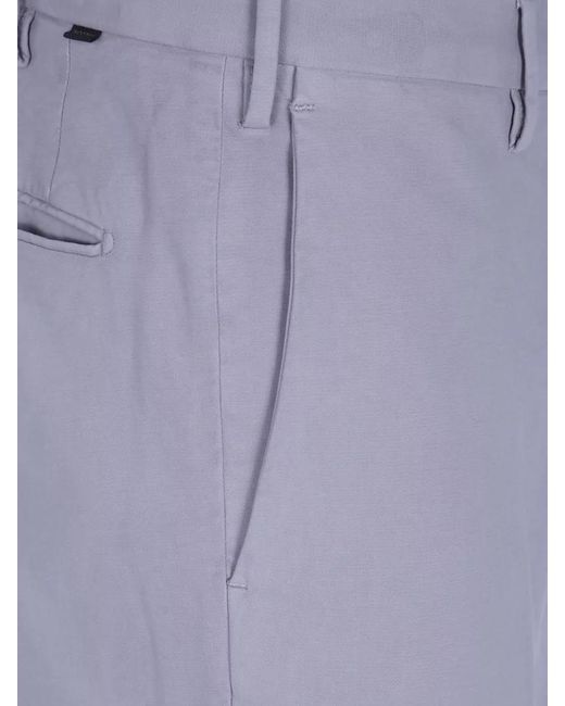 Incotex Blue Chino Trousers Regular Fit Belt Loops for men