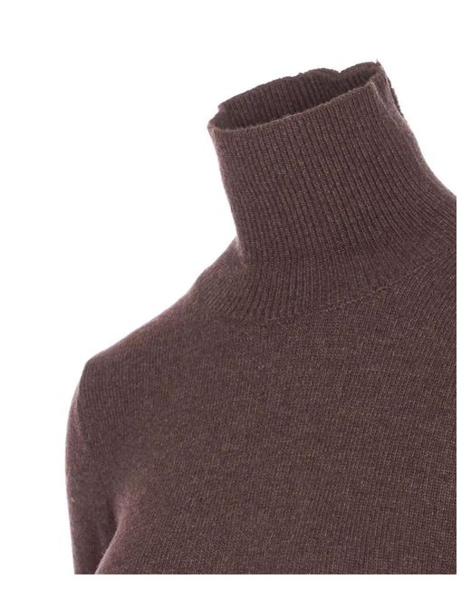 MM6 by Maison Margiela Purple Wool Knit High-Neck Long-Sleeve Knee-Length Dress
