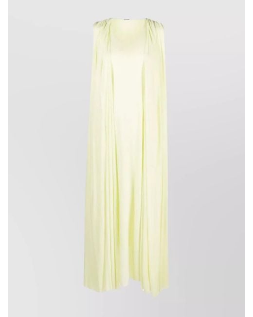 Jil Sander Yellow Draped Sleeveless Scoop Neck Maxi Dress