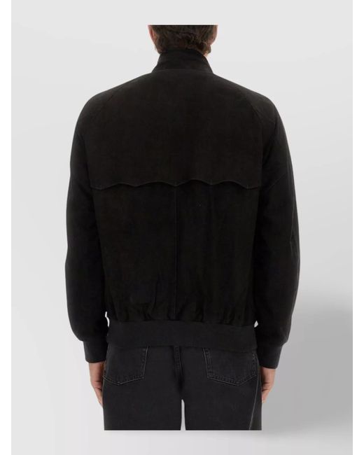 Baracuta Black Leather Harrington Jacket for men