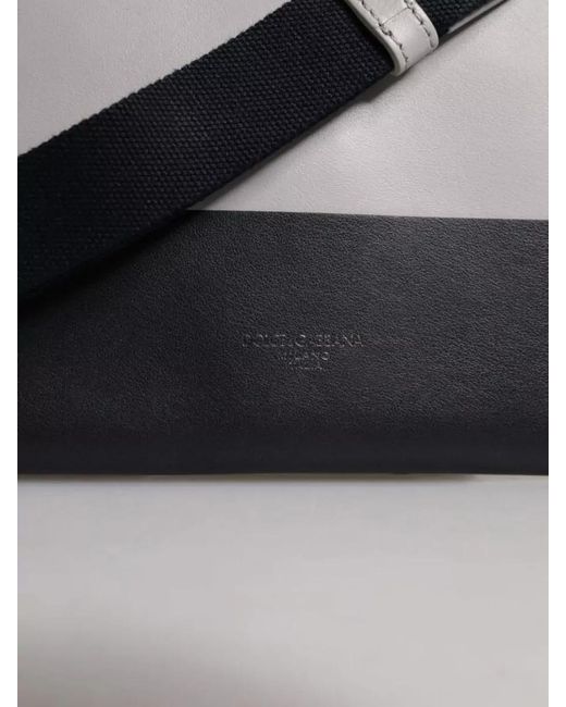 Dolce & Gabbana Gray Leather Logo Embossed Belt Bag for men