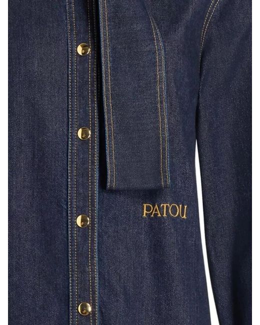 Patou Blue Ascot Collar Blouse