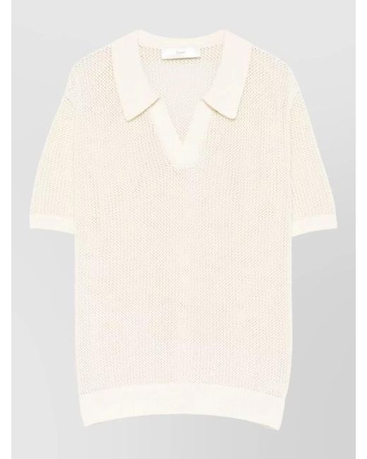 DUNST Natural Cotton Linen Polo Shirt Spread Collar