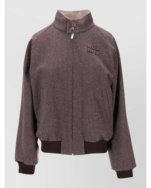 Miu Miu Brown Ribbed-Trim Reversible Bomber Jacket