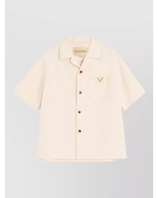 Valentino Garavani Natural Denim Shirt Short Sleeves Chest Pocket for men