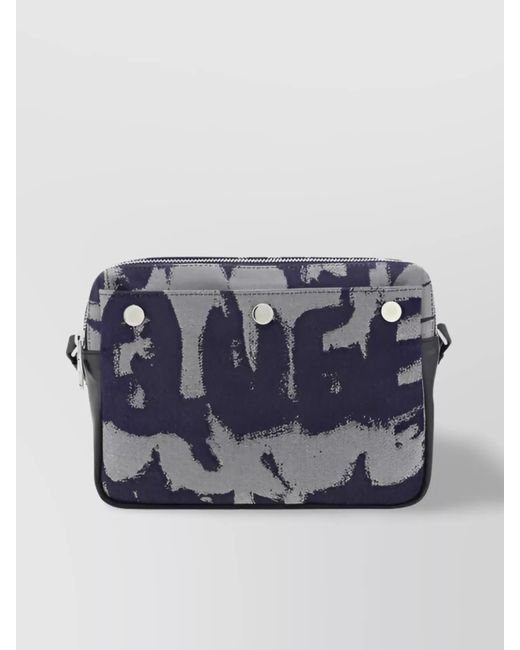 McQueen Blue Denim Graffiti Print Crossbody Bag for men