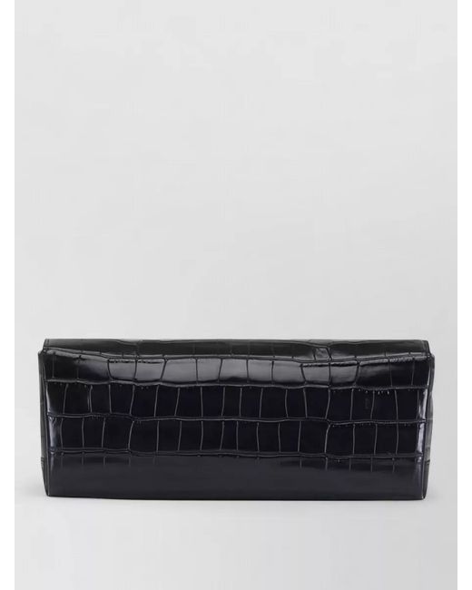 Totême Gray Crocodile Embossed Leather Clutch