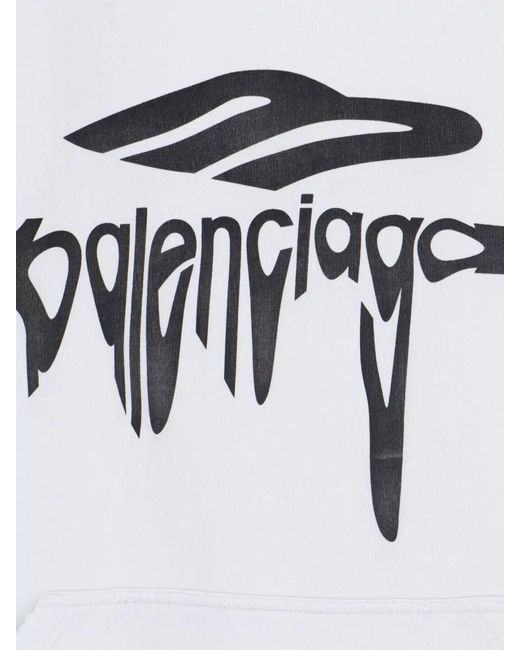 Balenciaga White Cotton Oversized Hoodie for men