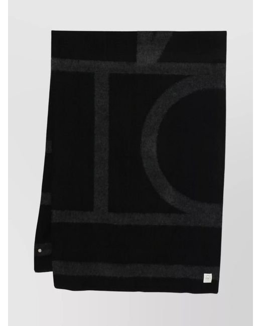 Totême Black Wool Monogram Scarf