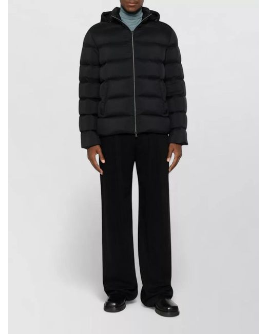 Herno Black Hooded Nylon Down Jacket Long Sleeves for men