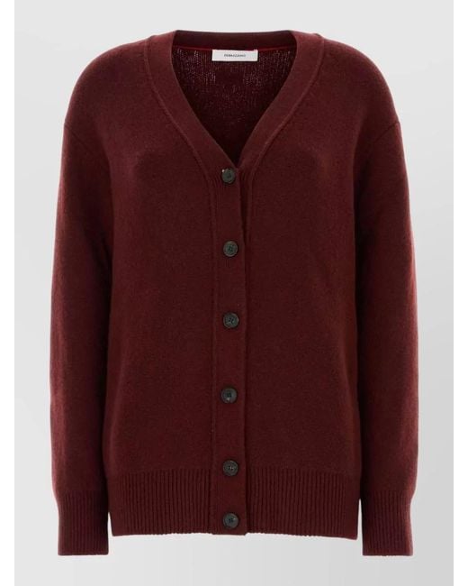 Ferragamo Red Cashmere Blend Cardigan