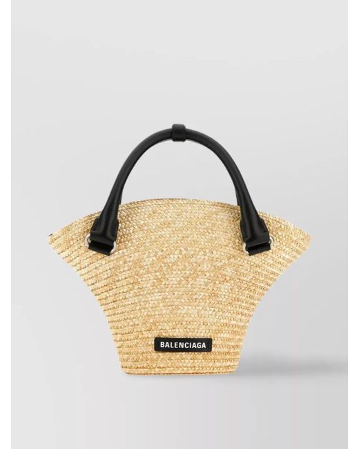 Balenciaga Metallic Mini Straw Beach Bag