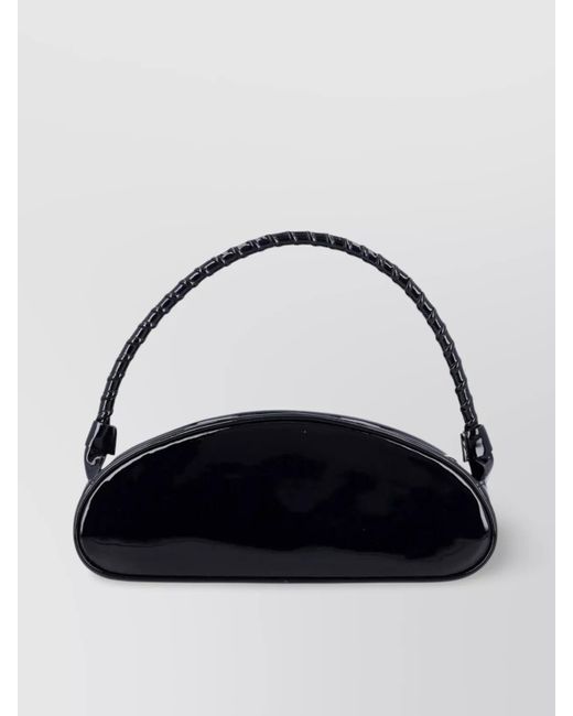 MSGM Black Calf Leather Small Shoulder Bag