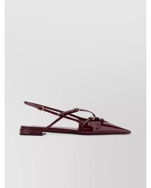 Miu Miu Brown Leather Strappy Ballerinas Glossy Finish
