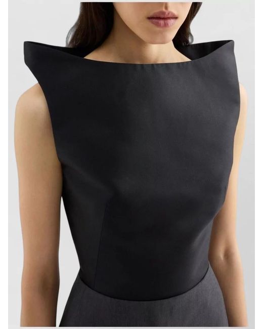 Jil Sander Blue Silk Wool Sleeveless Cropped Top