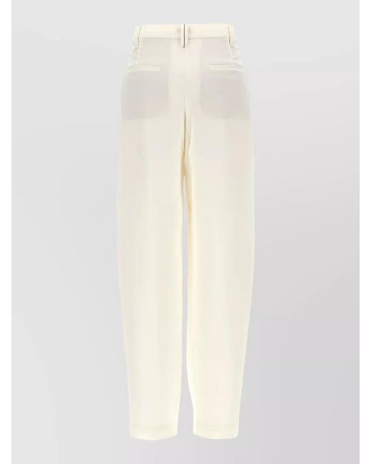 Brunello Cucinelli White Relaxed Fit Trousers Belt Loops Back Pockets