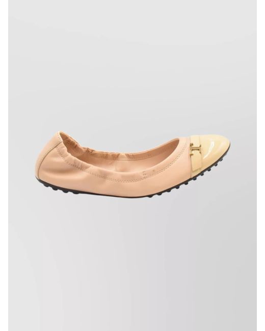 Tod's Natural Leather Ballet Loafers