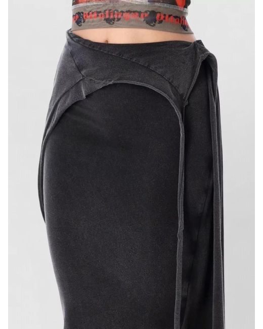 OTTOLINGER Black High Waist Wrap Maxi Skirt Side Drape