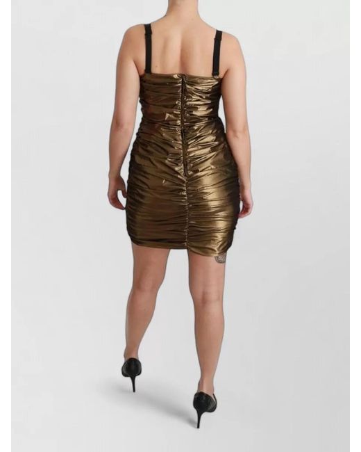 Dolce & Gabbana Brown Strapless Ruched Mini Dress