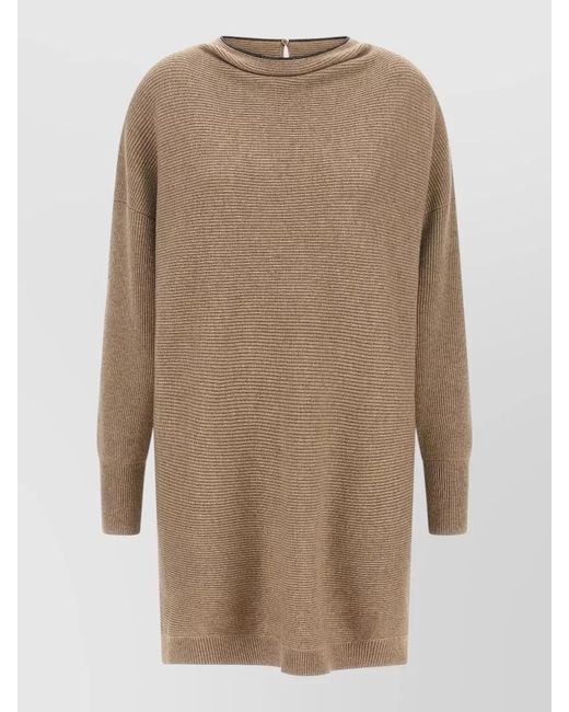 Brunello Cucinelli Natural Monile Collar Knit Mini Dress