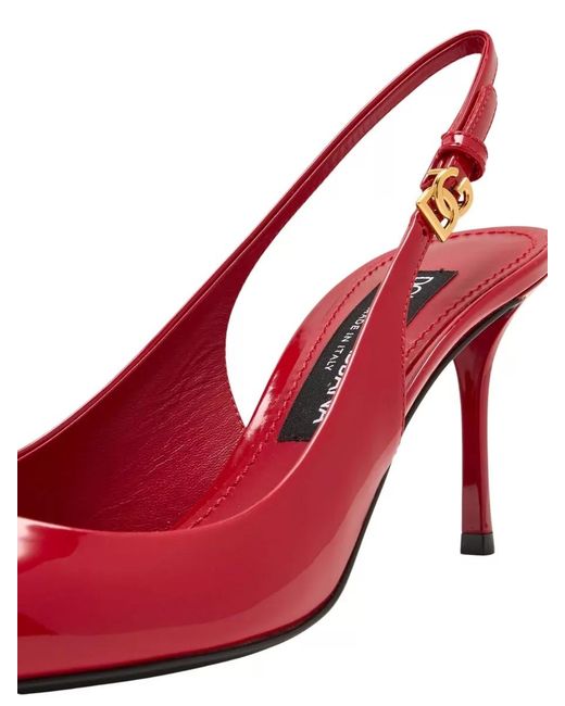 Dolce & Gabbana Red Patent Leather Slingback Mules